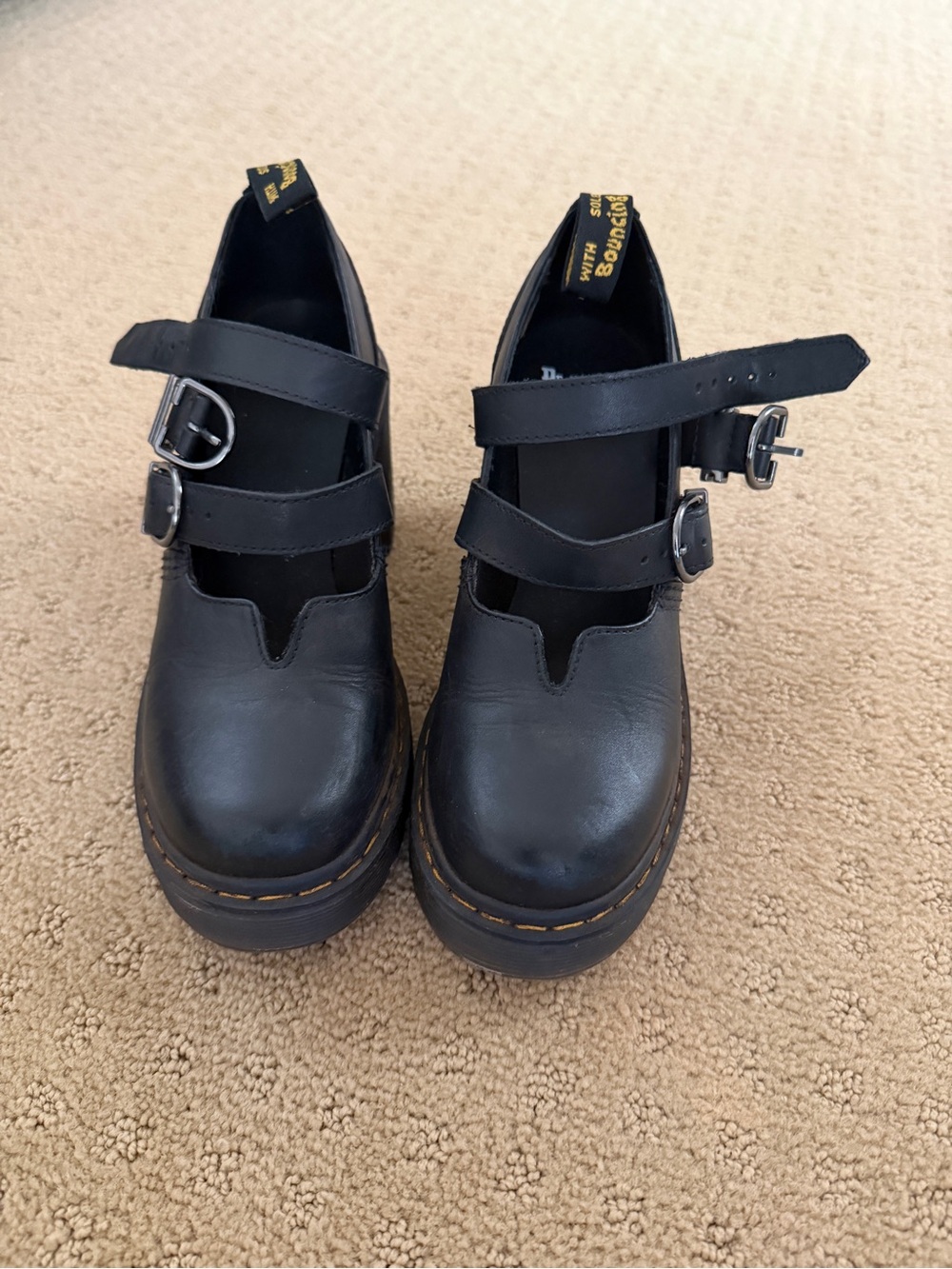 Dr. Martens Black Double-Buckle Mary Jane Platform Clogs